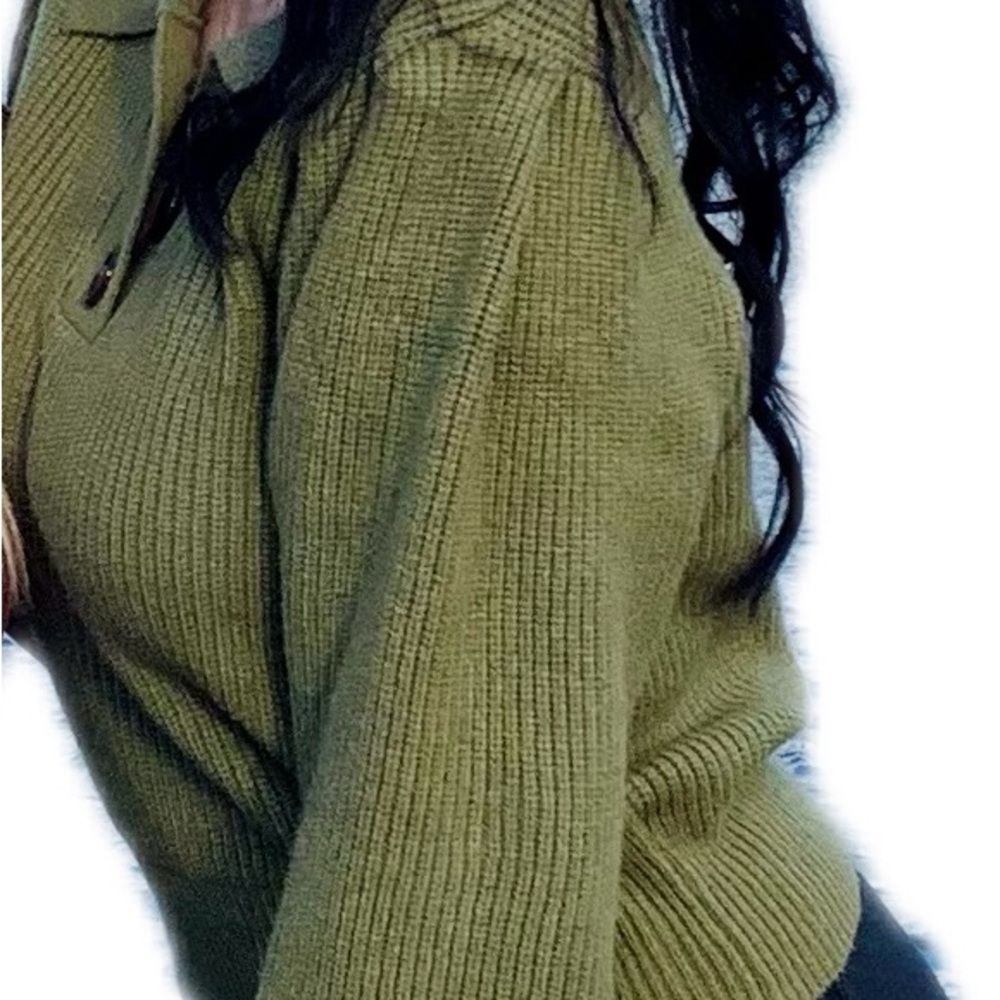 Elegant Olive V-Neck Sweater for Women